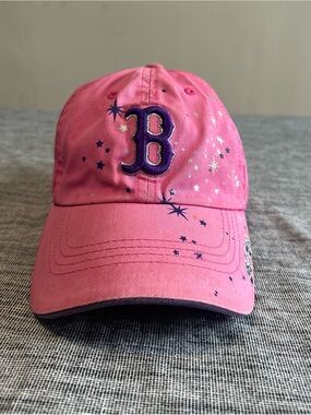 Pink Boston Red Sox Baseball Hat Cap Strap Back Youth Or Woman’s MLB '47 Stars